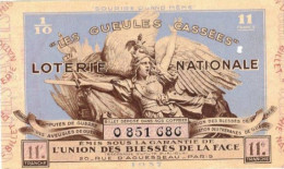 BILLET LOTERIE    LES GUEULES CASSEES       TIRAGE 1937 - Billetes De Lotería