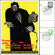 Allemagne 1937. Les 2 Types De L'entier Postal Timbré Sur Commande. Le Juif Errant, Exposition Nazie. Juif & Pièces D'or - Judaisme