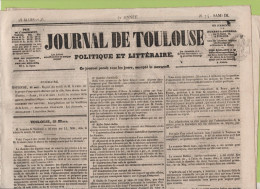 JOURNAL  TOULOUSE 28 03 1846 - CONSEIL MUNICIPAL - SAINT SERNIN - PUY DE ROUCHER ? MARIGNAC LASCLARES - CRACOVIE - 1800 - 1849