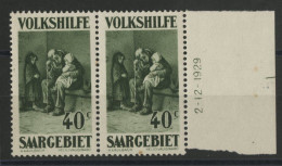 SARRE N° 132 (Mi 135) PAIRE Avec Bord De Feuille Daté Du 2/12/1929 Neuve ** (MNH) Voir Description - Unused Stamps