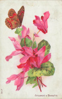 Papillon Butterfly * CPA Illustrateur 1907 * Fleur Cyclamens & Bachante * Thème Flowers Papillons - Vlinders