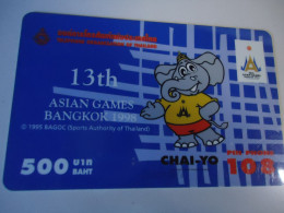 THAILAND USED   CARDS PIN 108  SPORTS MASCOT ASIAN GAMES 13TH  500 UNITS - Deportes