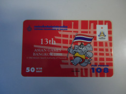 THAILAND USED   CARDS PIN 108  SPORTS MASCOT ASIAN GAMES 13TH - Deportes