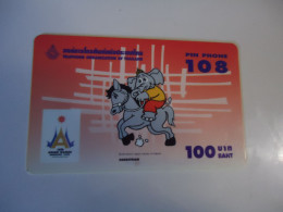 THAILAND USED   CARDS PIN 108  SPORTS MASCOT ASIAN GAMES  EQUESTRIAN - Olympische Spelen