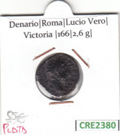 CRE2380 MONEDA ROMANA DENARIO ROMA LUCIO VERO VICTORIA 166 - Andere & Zonder Classificatie