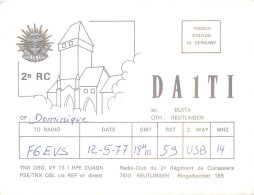 CARTE QSL : REUTLINGEN. ALLEMAGNE . RADIO-CLUB DU 2° REGIMENT DE CUIRASSIERS. GERMANY. 1979. - Autres & Non Classés