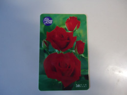 THAILAND  USED   CARDS  CARDS PIN 108 FLOWERS ROSES - Flores