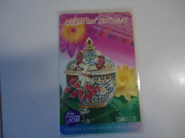 THAILAND  USED    CARDS  CARDS PIN 108 FLOWERS AND  VASE - Bloemen