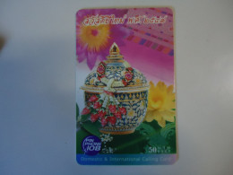 THAILAND  USED    CARDS  CARDS PIN 108 FLOWERS AND  VASE - Bloemen