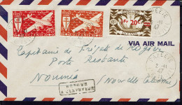 Océanie. Enveloppe Première Liaison Aérienne Papeete-Nouméa T. R. A. P. A. S. 2-11-1947. - Luchtpost