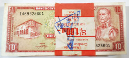 PERU - FULL ORIGINAL BUNDLE 10 SOLES 1976 INCA & TITICACA SEA - 100 NOTES FEW WITH HUMIDITY SPOTS- CHEAPEST ON  DELCAMPE - Peru