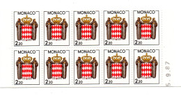 MONACO --  Monégasque -- Carnet -- Timbres 2,20 Francs 1987 -- Armoiries Stylisées - Markenheftchen