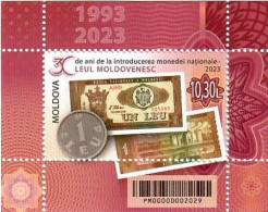 Moldova 2023 . 30 Years Since The Introduction Of The National Currency - The Moldovan Leu . S/S - Moldova