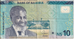 BILLETE DE NAMIBIA DE 10 DOLLARS DEL AÑO 2015  (BANKNOTE) GACELA-DEER - Namibia