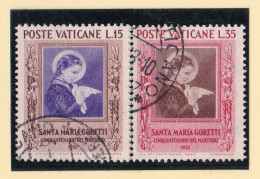 1953 Vaticano Vatican SANTA MARIA GORETTI Serie Di 2 Valori Usati USED - Used Stamps