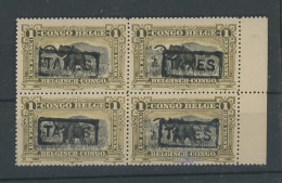 TAXE 47 Elephant Bloc De 4  Postfris Luxe **. Cote 112,-€ - Unused Stamps