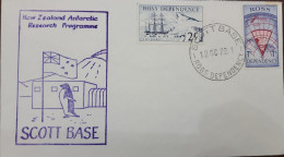 EL)1957 ROS DEPENDENCY, NEW ZEALAND ANTARCTIC RESEARCH PROGRAMME, SCOTT IN ANTARCTICA, SAILBOAT AT SEA 2C, RADAR 7C, FDC - FDC