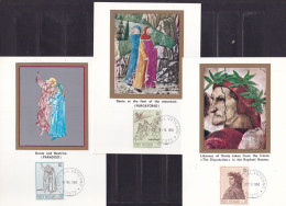 1965 Vaticano Vatican DANTE E BEATRICE, 3 Carte Maximum 3 Cartoline Annullo 18 Maggio 1965 - Maximum Cards