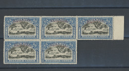 12.B. ** 25c  Waterfall. Chutes.  Bloc De 4 + 1  Postfris Luxe **. Cote 700,-€ - Unused Stamps