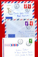 1991 - Lettre De SAINT PIERRE ET MIQUELON Pour La France - 3 Envel. Tp Marianne De Briat N° 516-517-518 578 Et 590 - Storia Postale