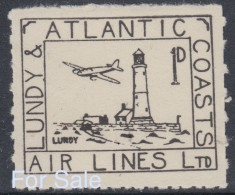 #01b Great Britain Lundy Island Puffin Stamp Black Airmail #20 Dot By Y Mint Retirment Sale Price Slashed! - Local Issues