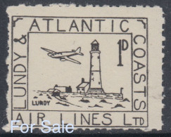#01f Great Britain Lundy Island Puffin Stamp Black Airmail #20 Complete Engine Mint Retirment Sale Price Slashed! - Local Issues