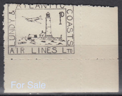 #05 Great Britain Lundy Island Puffin Stamps Rare Black Air #20 Imperforate Retirment Forces Sale Price Slashed! - Emisiones Locales