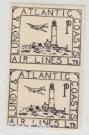 #26a Great Britain Lundy Island Puffin Stamps Black Airmail #20 Imperforate Pair Retirment Sale Price Slashed! - Local Issues