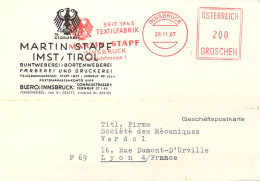 Autriche Austria Osterreich EMA Rouge 200 Groschen Martin Stapf Imst, Tirol Buntweberei Innsbruck 1967 - Machines à Affranchir (EMA)