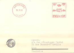 Suède Sverige EMA Rouge 25 öre Atlas Väveri Aktiebolag Göteborg 1958 - Otros & Sin Clasificación