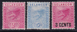 Selangor. 1891-05  Y&T. 10, 11, 12,  MH - Selangor