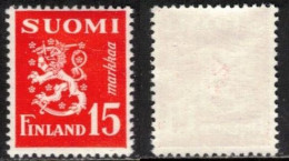 FINLAND FINNLAND FINLANDE  1952  MNH(**) MI 404  SC 303 COAT OF ARMS WAPPEN BLASON LION WAPPENLÖWE 15M - Unused Stamps