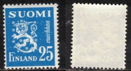 FINLAND FINNLAND FINLANDE  1952  MNH(**) MI 405  SC 304 COAT OF ARMS WAPPEN BLASON LION WAPPENLÖWE 25M - Unused Stamps
