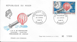 RÉPUBLIQUE DU NIGER  - NIAMEY - PRÉCURSEURS DE L'ESPACE 11 MAI 70 - GALILÉE - ADER- NEWTON-DE VINCI-DE MONTGOLFIER - Afrika