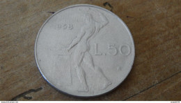 ITALIA : Rara  50  Lira Lire 1958  ............. PHI .......... ITA7 - 50 Lire