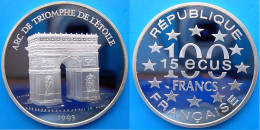 FRANCE 100 F 1993 ARGENTO PROOF FRANCS PALAZZI ARC DE TRIOMPHE DE LETOILE PESO 22,2g TITOLO 0,900 CONSERVAZIONE FONDO SP - 100 Francs