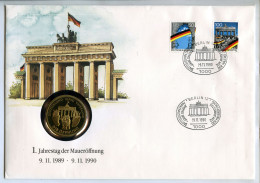 GERMANIA LA CADUTA DEL MURO DI BERLINO 1989-1990 BUSTA CON FRANCOBOLLI ORIGINALE - Andere & Zonder Classificatie