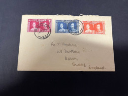 14-12-2023 (2 W 10) New Zealand Cover Posted To England (1937) King & Queen (3 Values) - Storia Postale