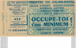 Ticket / Billet D' Entrée Du Théâtre Du Palais Royal ( Jean De Letraz ) - Tickets D'entrée