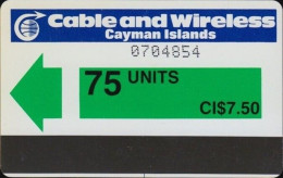 Cayman Island - CAY-AU-4, Green (control Without CI),  Autelca, 75 U, 70.000ex, 1986, Used - Islas Caimán