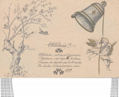 Carte Litho Fantaisie  Pour Fête De Pâques ( Cloche / Angelot  ) Dessin Non Signé ( Recto Verso ) - Anges