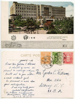 Japan 1936 Postcard Osaka Prefectural Office & Baba-machi-dori Street; 1s. & 3s. Stamps, And Scott 192 - 2s. Mt. Fuji - Osaka