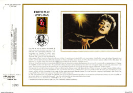 " EDITH PIAF " Sur Feuillet CEF 1er Jour Sur Soie De 1990. N° YT 2652. FDC à Saisir !!! - Chanteurs