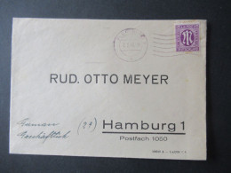 Bizone Am Post 7.2.1946 Engl. Druck Maschinenstempel Flensburg 3 In Violetter Farbe ?!? Nach Hamburg - Storia Postale