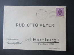 Bizone Am Post 7.2.1946 Engl. Druck Maschinenstempel Flensburg 3 In Violetter Farbe ?!? Nach Hamburg - Covers & Documents
