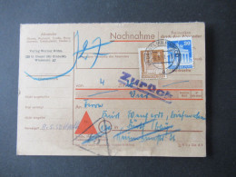 Bizone Bauten 1950 MiF 74eg Und 89wg Auf Nachnahme PK Stempel Und Vermerk Zurück Stempel Dassel (Kreis Einbeck) - Brieven En Documenten