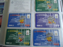 THAILAND USED  5 CARDS PIN 108  SPORTS MASCOT ASIAN GAMES 13TH - Thaïland