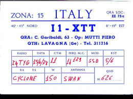 RC655 QSL I1-XTT LAVAGNA , C. GARIBALDI OP. MUTTI - Andere & Zonder Classificatie