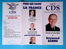 Dépliant 6 Pages, Politique, Pour Que La France Gagne, Raymond Barre, CDS, élections Présidentielles 88, Frais Fr 1.75e - Werbung