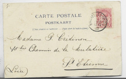 BELGIQUE 10C PERFORE PERFIN 253 CARTE POSTKAART BRUXELLES 1902 TO FRANCE - 1863-09